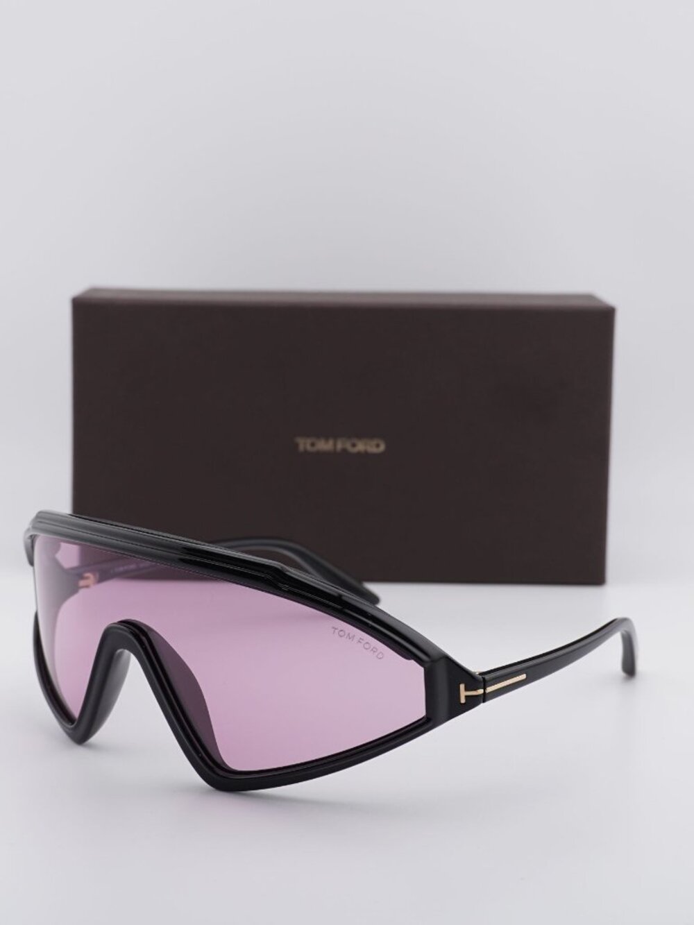 Tom Ford Lorna FT1121 01Y Shield Sunglasses - Shiny Black / Violet